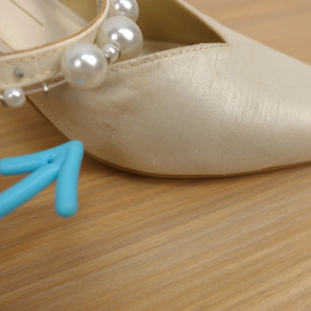 Dolce Vita Womens Mule Heels 8.5 White Coquette Bridal Satin Pearl Kitten Heel